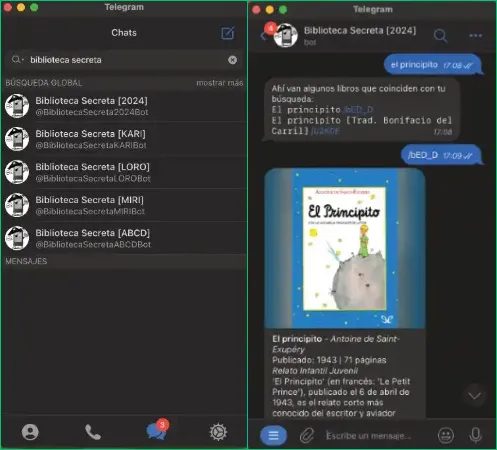 bot secreto en telegram para descargar libros
