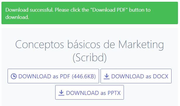 Elige la opción a descargar desbloquear documentos scribd como PDF y DOCx