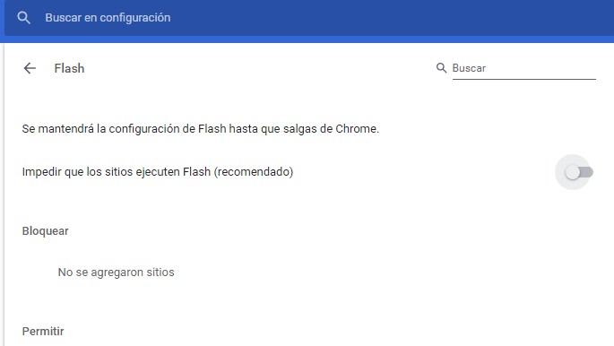 como puedo habilitar flash player en google chrome 2019
