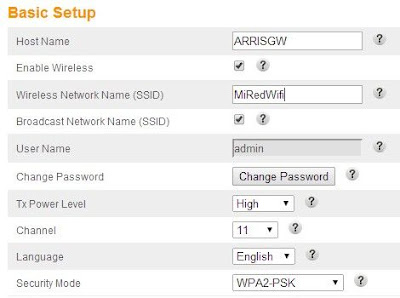 ajustes de wifi ssid y contraseña
