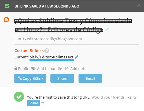 enlaces cortos para acortar URL
