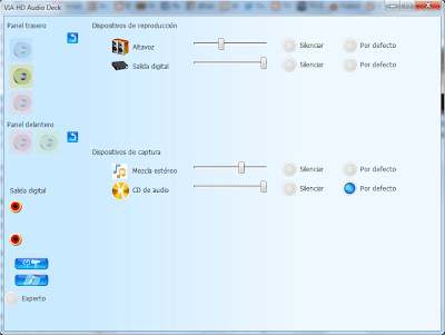 control panel de audio VIA hd deck